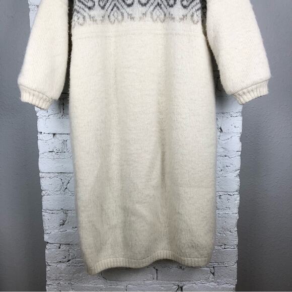 Vintage Alafoss Of Iceland Wool Fairisle Trench Coat M - Picture 10 of 13